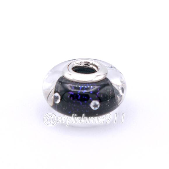 Authentic PANDORA Retired Midnight Blue Effervescence Glass Charm - 791627CZ - Picture 9 of 9